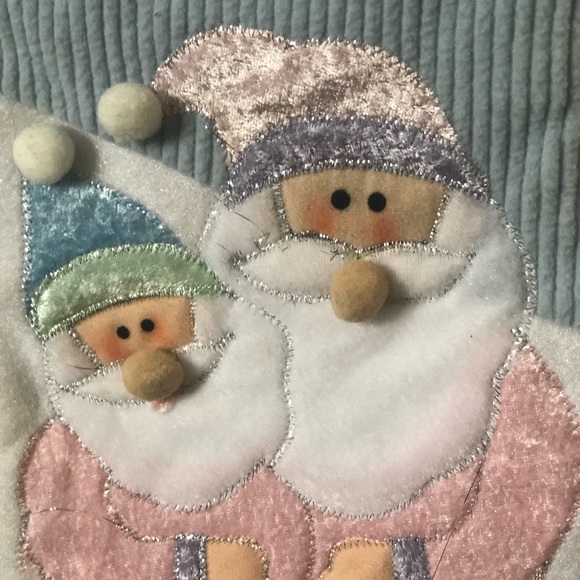 Baby's 1st Christmas Blue and White Embroidered Santa Gnomes Christmas Stocking - Picture 10 of 12